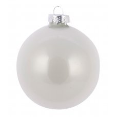 Χριστουγεννιάτικη Γυάλινη Μπάλα Λευκή Περλέ (10cm)